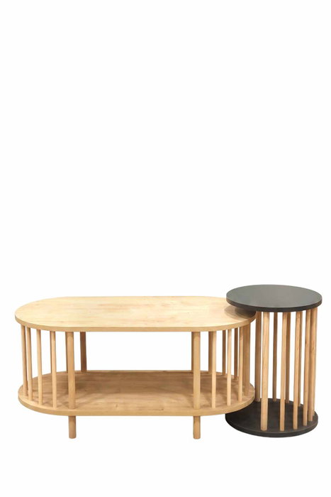 Hanah Home Peka111-125 Juego de Mesas de Café Roble Zafiro y Antracita